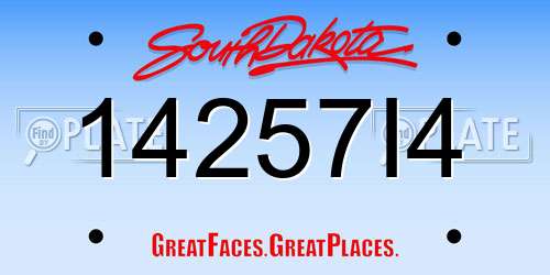 14257I4 South Dakota License Plate