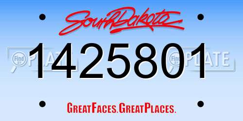 1425801 South Dakota License Plate