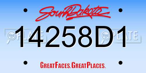 14258D1 South Dakota License Plate