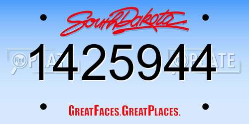 1425944 South Dakota License Plate