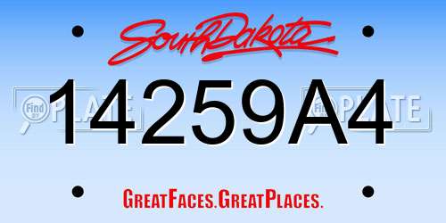 14259A4 South Dakota License Plate