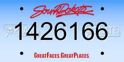 1426166 South Dakota License Plate
