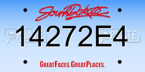 14272E4 South Dakota License Plate
