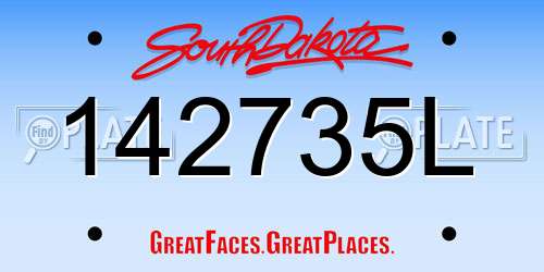 142735L South Dakota License Plate
