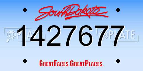 1427677 South Dakota License Plate