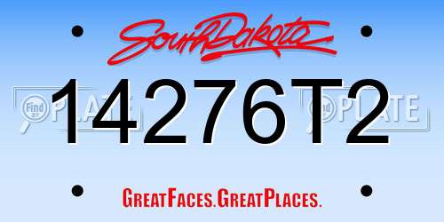 14276T2 South Dakota License Plate