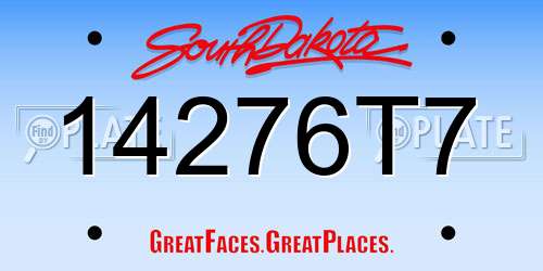 14276T7 South Dakota License Plate