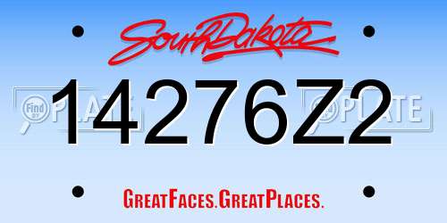 14276Z2 South Dakota License Plate