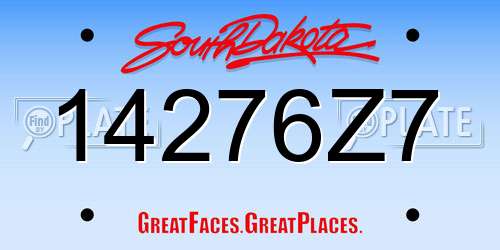 14276Z7 South Dakota License Plate