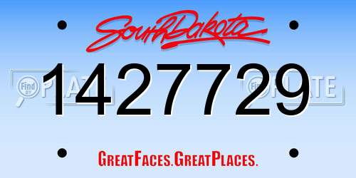 1427729 South Dakota License Plate