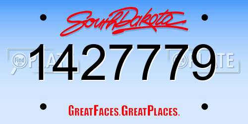1427779 South Dakota License Plate