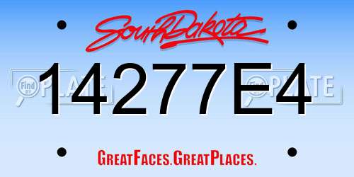 14277E4 South Dakota License Plate