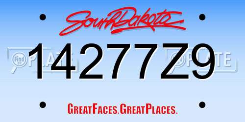14277Z9 South Dakota License Plate