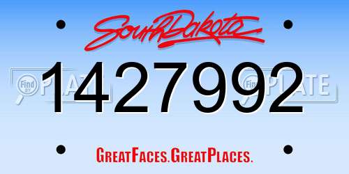 1427992 South Dakota License Plate
