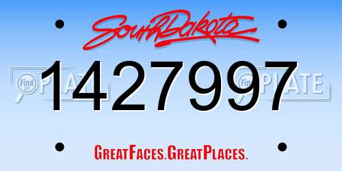 1427997 South Dakota License Plate