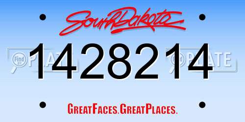 1428214 South Dakota License Plate