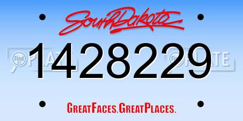 1428229 South Dakota License Plate