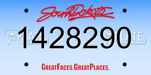 1428290 South Dakota License Plate