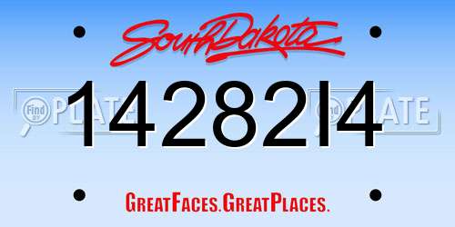 14282I4 South Dakota License Plate