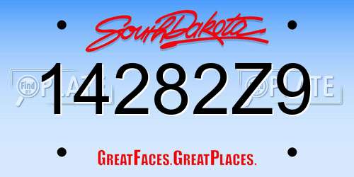14282Z9 South Dakota License Plate