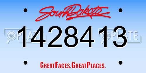 1428413 South Dakota License Plate