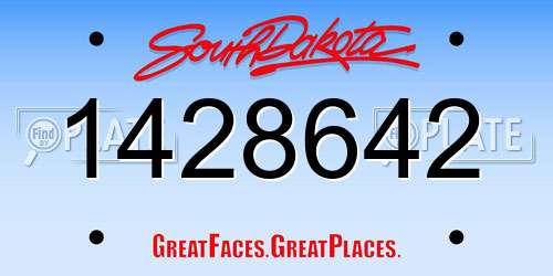 1428642 South Dakota License Plate