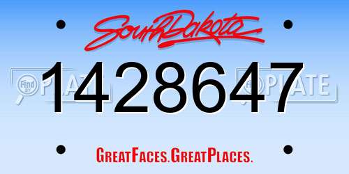 1428647 South Dakota License Plate