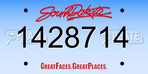 1428714 South Dakota License Plate