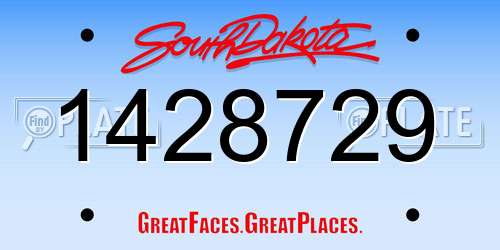 1428729 South Dakota License Plate