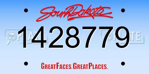 1428779 South Dakota License Plate