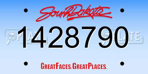 1428790 South Dakota License Plate