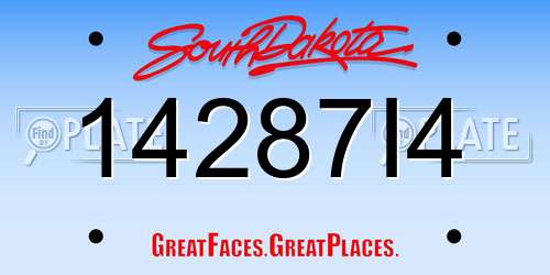 14287I4 South Dakota License Plate