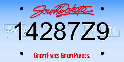 14287Z9 South Dakota License Plate
