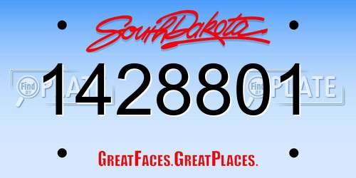 1428801 South Dakota License Plate