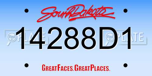 14288D1 South Dakota License Plate