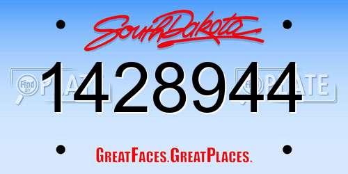 1428944 South Dakota License Plate