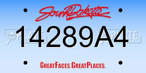 14289A4 South Dakota License Plate