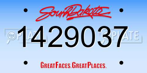 1429037 South Dakota License Plate
