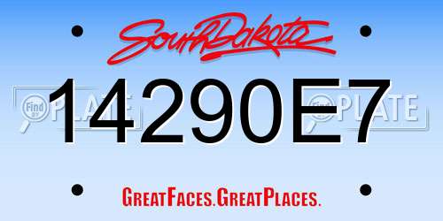 14290E7 South Dakota License Plate