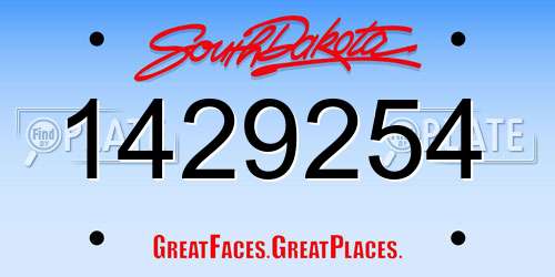 1429254 South Dakota License Plate