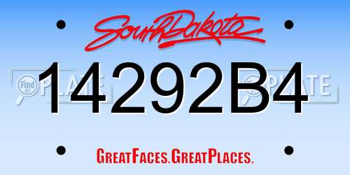 14292B4 South Dakota License Plate