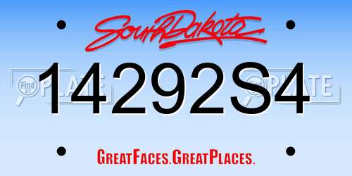 14292S4 South Dakota License Plate