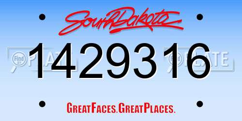 1429316 South Dakota License Plate
