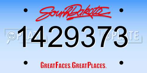 1429373 South Dakota License Plate