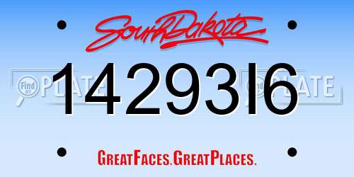 14293I6 South Dakota License Plate