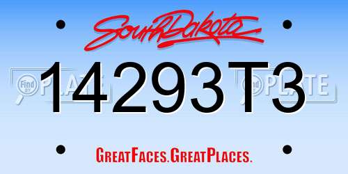 14293T3 South Dakota License Plate