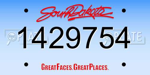 1429754 South Dakota License Plate