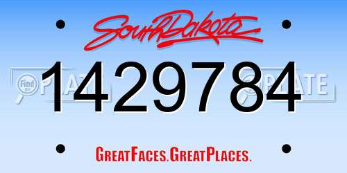 1429784 South Dakota License Plate