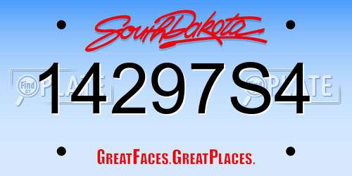 14297S4 South Dakota License Plate