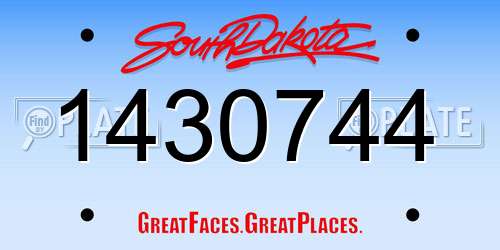 1430744 South Dakota License Plate